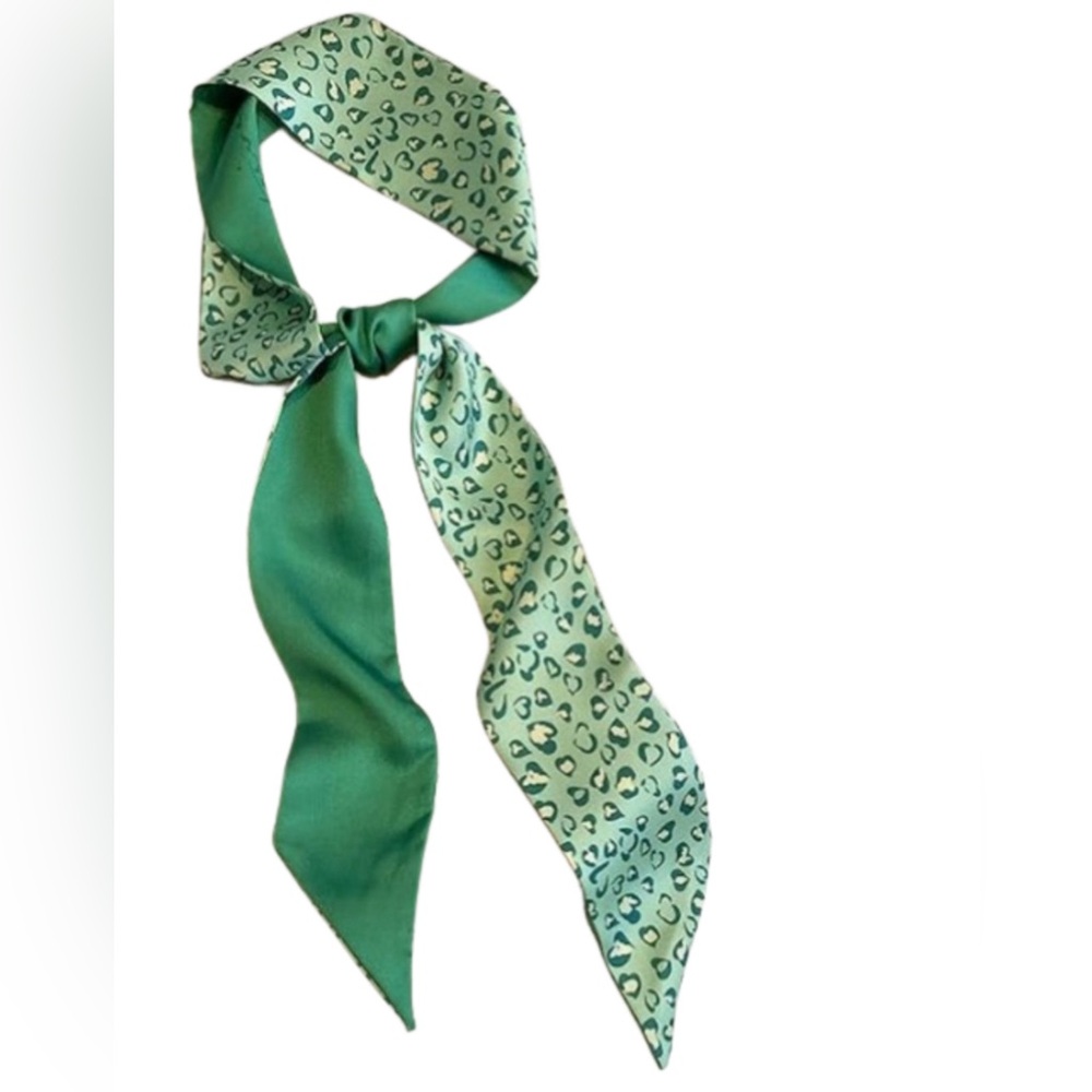 Bag Scarf Green Leopard Print Twilly Bag Thin Scarf New